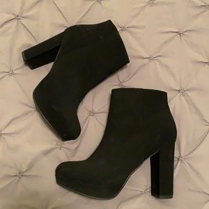 Black Suede Booties - Size 7